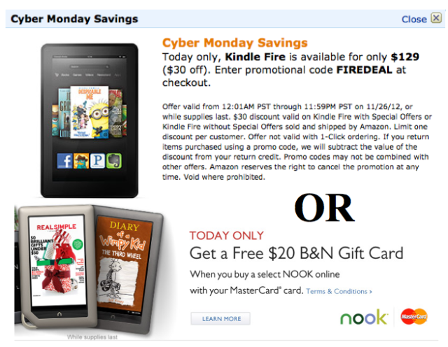 B&N and Amazon Offer Good Tablet Deals – Cyber Monday | E Ink / E Read
