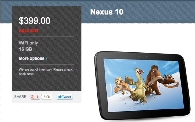 Nexus10soldout